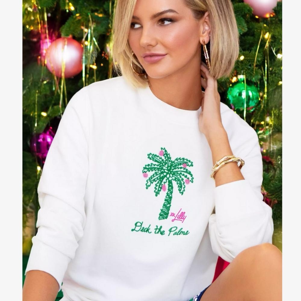 Lilly Pulitzer Ballad Cotton Deck the Palms Sweatshirt